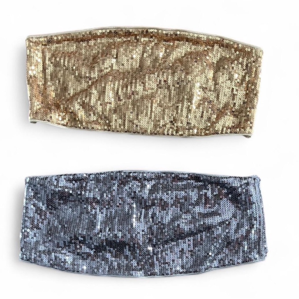 Vintage Express Gold and Silver sequined bandeau or tube tops